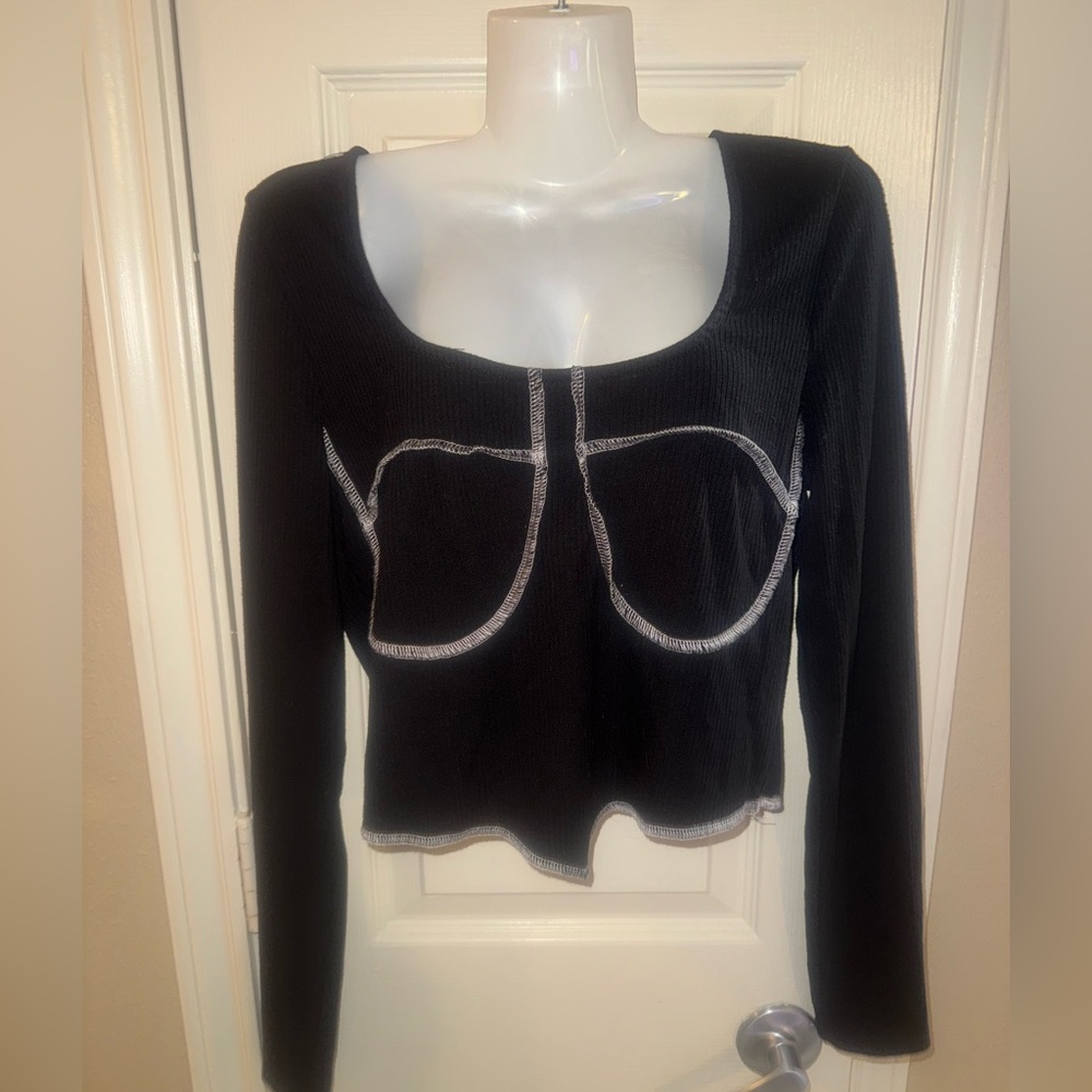 Long sleeve crop ribbed tee